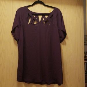 Torrid Purple Georgette Cage Front Blouse NWT